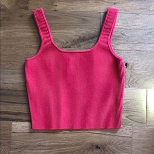red ribbed tank top